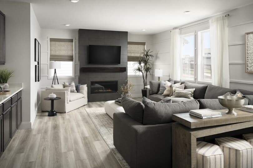 Great Room Interior in Artisan Four of Artisan Portfolio at Barefoot Lakes in Firestone CO