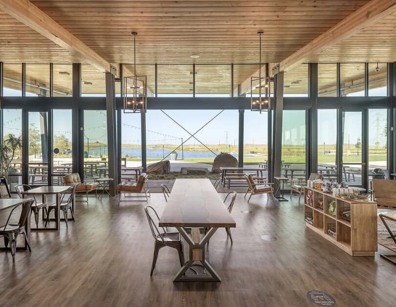 Lake view as seen from inside Glass House at One Lake by Brookfield Residential in Fairfield, CA