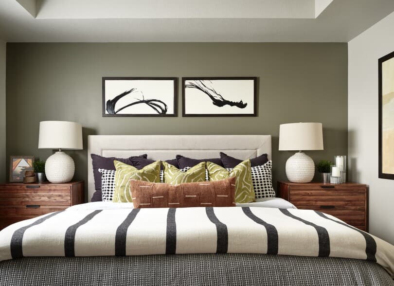 Primary bedroom in Mosaic 5 at Barefoot Lakes by Brookfield Residential in Firestone CO