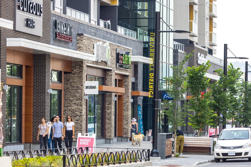 People walking in a neighborhood in Calgary