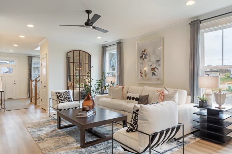 Living room in Declan at Wendell Falls in Wendell NC