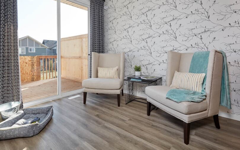 Living room in Fraser at Edgemont by Brookfield Residential in Edmonton