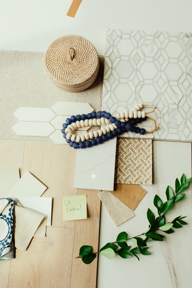 Design samples including tile flooring and accessories from the Brookfield Residential Design Studio