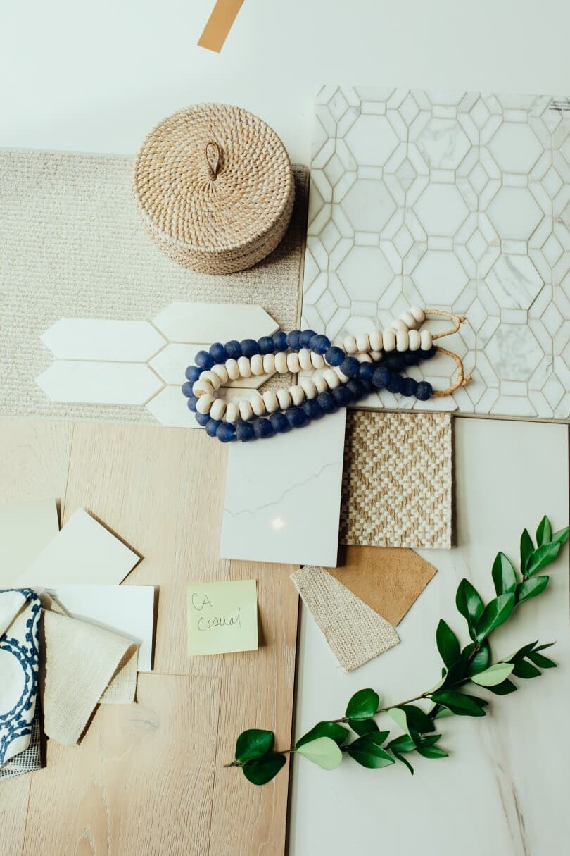 Design samples including tile, flooring, and accessories in the Brookfield Residential Design Studio