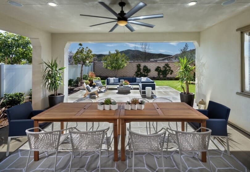 Brookfield Residential Home featuring an indoor outdoor dining patio in Southern California