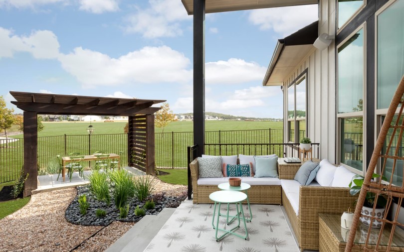 Backyard patio in the Traditional Homes Collection at Easton Park in Austin TX