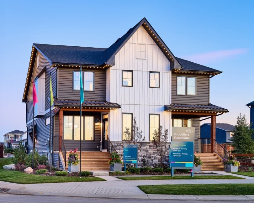 Exterior of Oak Floor Plan at Seton Community in Calgary AB