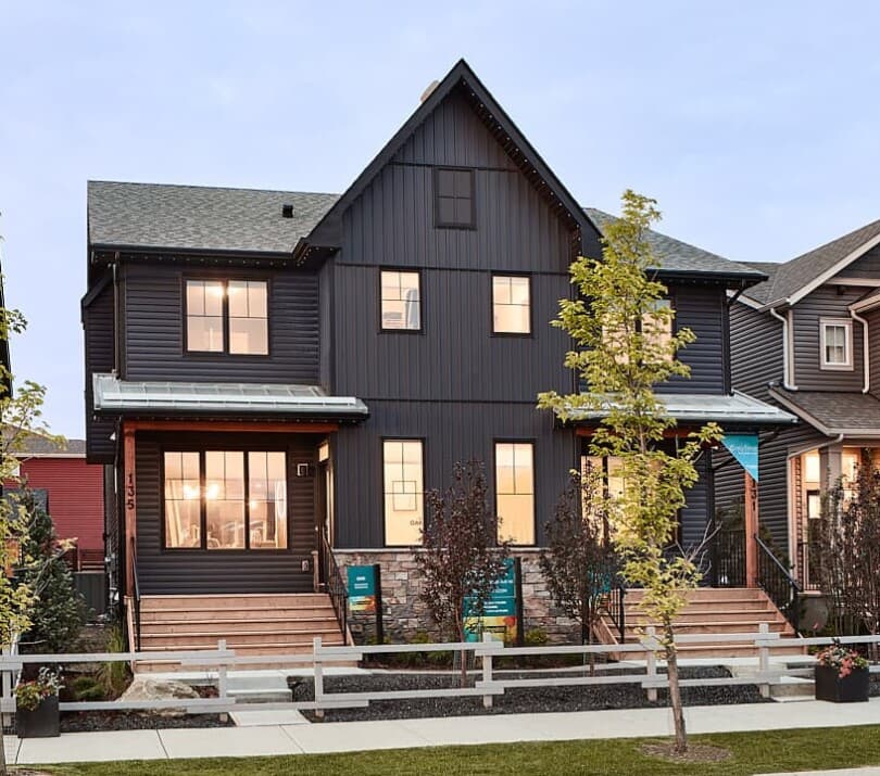Oak Floor Plan in Duplex Collection at Livingston in Calgary AB