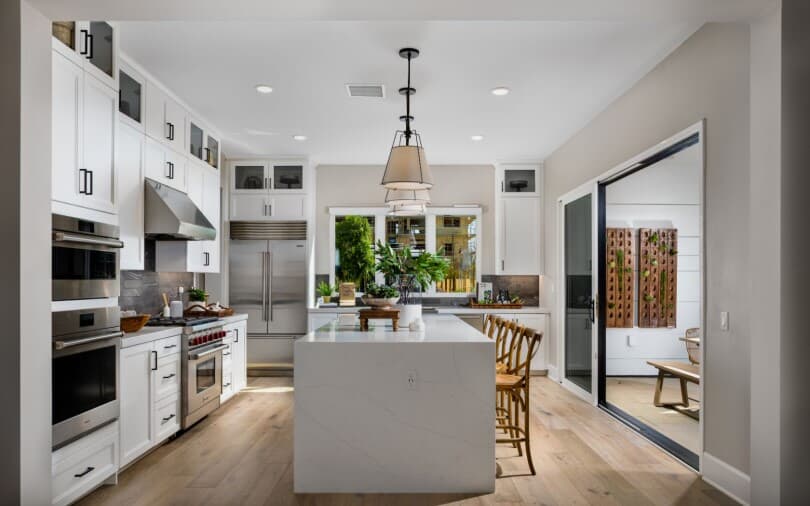 Kitchen in Cira Plan 3 at The Landing by Brookfield Residential in Tustin CA