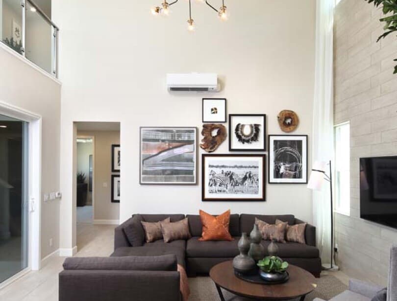 Living room in Residence 6 at Wilshire at Boulevard by Brookfield Residential in Dublin CA