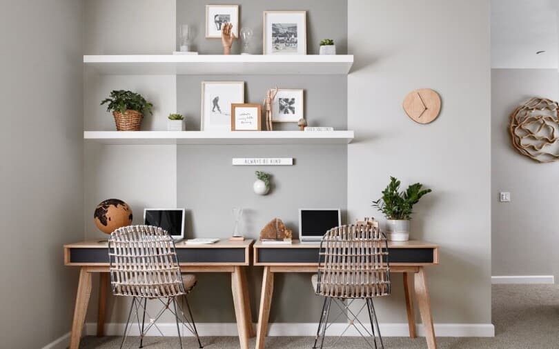Side by side desks in Indigo Plan 3 at New Haven in Ontario Ranch, CA
