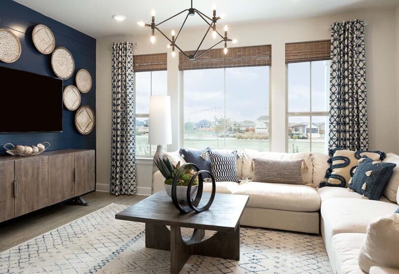 Family room in the Traditional Home Collection at Easton Park by Brookfield Residential in Austin TX