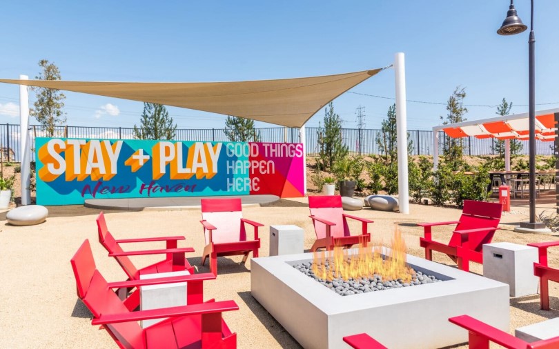 Fire pit at New Haven by Brookfield Residential in Ontario CA