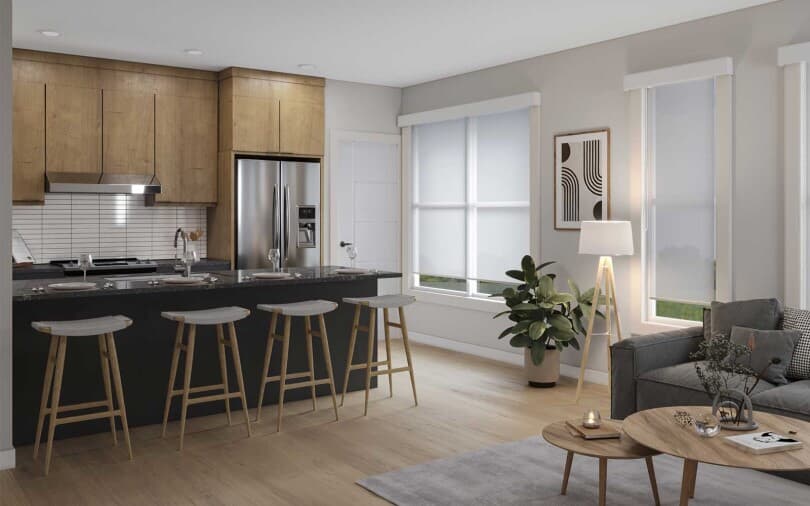 Kitchen in the Brubeck plan in the Brightside Collection at Seton by Brookfield Residential in Calgary AB