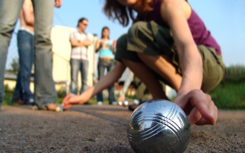 Group of friends playing bocce ball