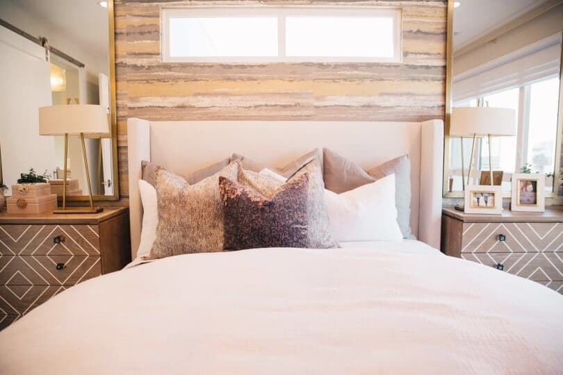 Primary bedroom details in The Collection Residence 1 at Playa Vista by Brookfield Residential SoCal