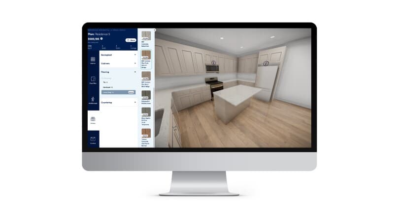 Kitchen rendering in the Brookfield Residential myVision tool
