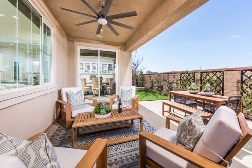 Marigold Residence 3 outdoor room at New Haven by Brookfield Residential in Ontario Ranch CA