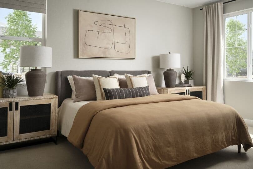 Primary bedroom of Artisan 1 in Artisan Portfolio at Barefoot Lakes in Firestone CO