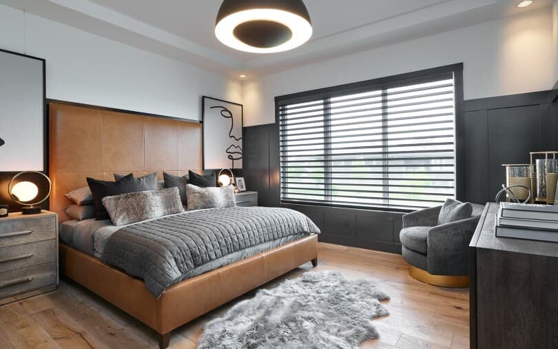 Modern Master Bedroom at Artesia at Heritage Pointe in Calgary