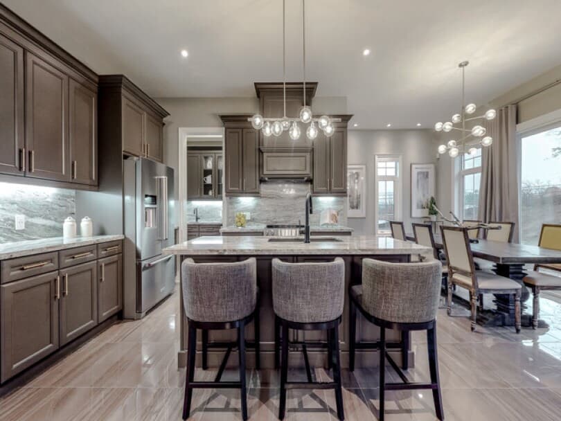 Wood tone kitchen in Amethyst at Woodhaven in Aurora, Ontario