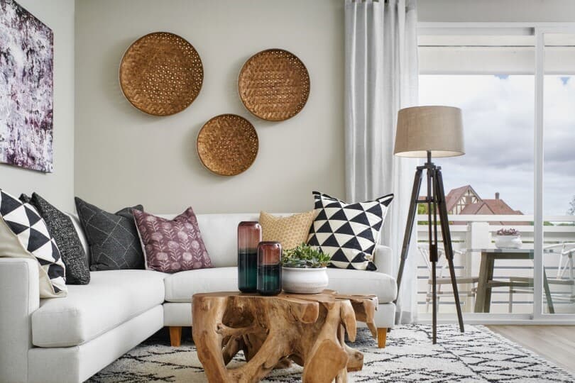 Living room details at Bayberry at The Groves by Brookfield Residential in Whittier CA