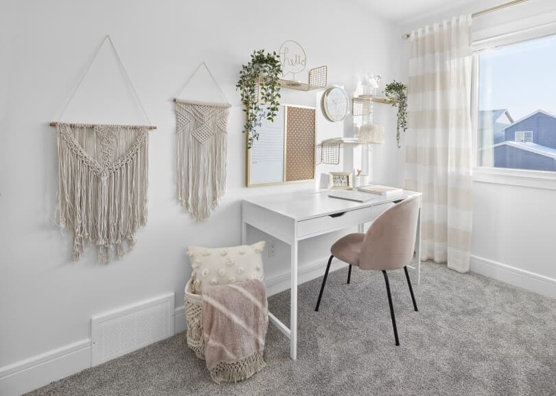 Macrame wall hanging in a bedroom in Asher at The Orchards in Edmonton AB