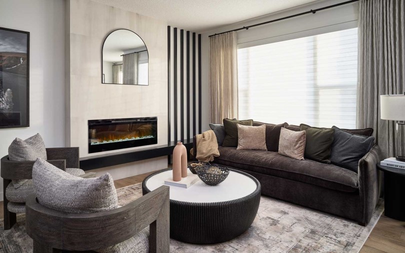 Great room in Robson 24 at Chinook Gate by Brookfield Residential in Calgary AB