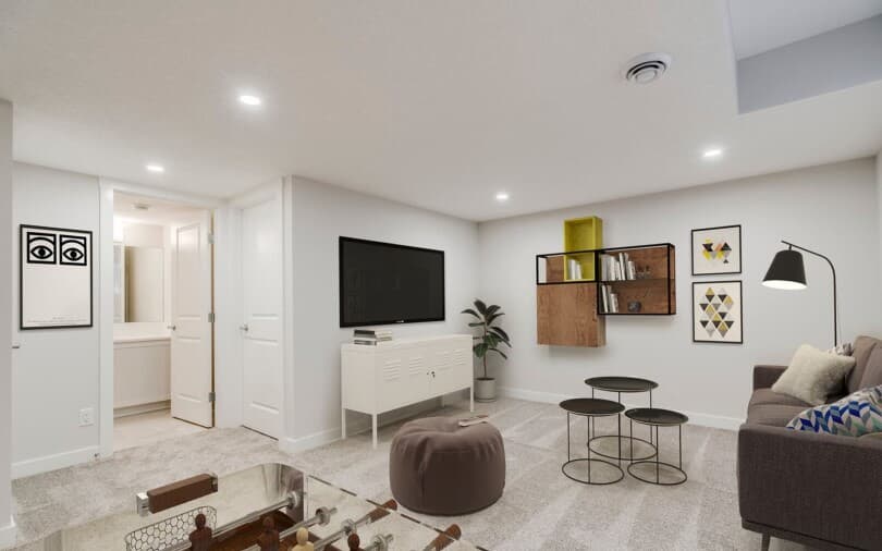 Basement of the Logan floorplan by Brookfield Residential in Calgary