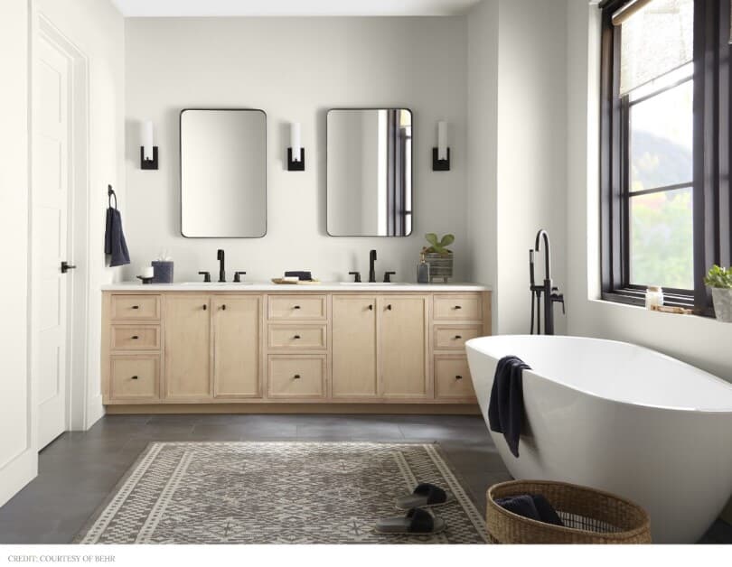 Blank Canvas by Behr as used in a primary bathroom