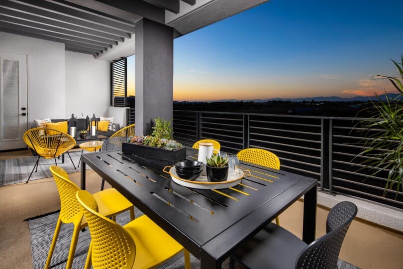 Outdoor patio in Terra Plan 4 at The Landing by Brookfield Residential in Tustin CA