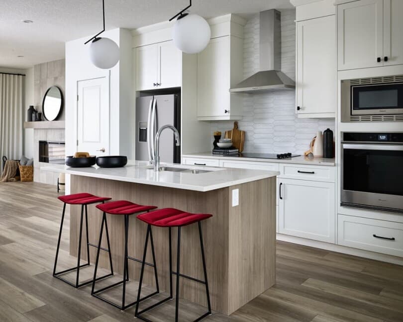 Kitchen in the Oak floor plan in the Duplex Collection at Seton in Calgary AB