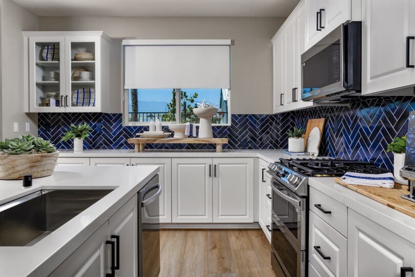 Kitchen detail in Row Plan 6 at New Haven in Ontario CA