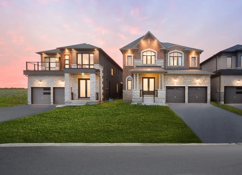 Exterior street scene at sunset at Midhurst Valley by Brookfield Residential