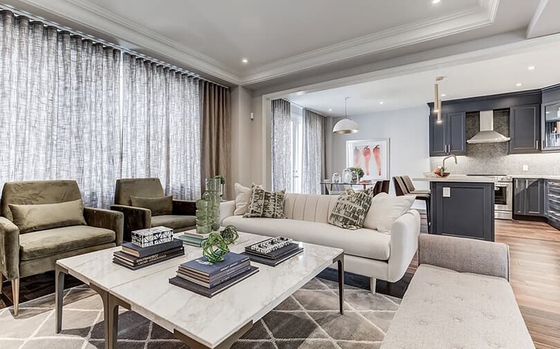 Family room in a Brookfield Residential home at New Seaton in Pickering Ontario