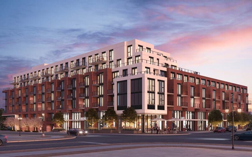 Streetscape rendering of Station No 3 in Downtown Whitby, Ontario