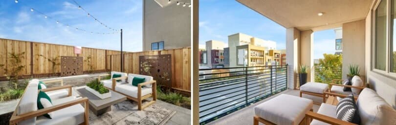 Exterior images of a backyard and deck at new homes at Boulevard by Brookfield Residential in Dublin, CA