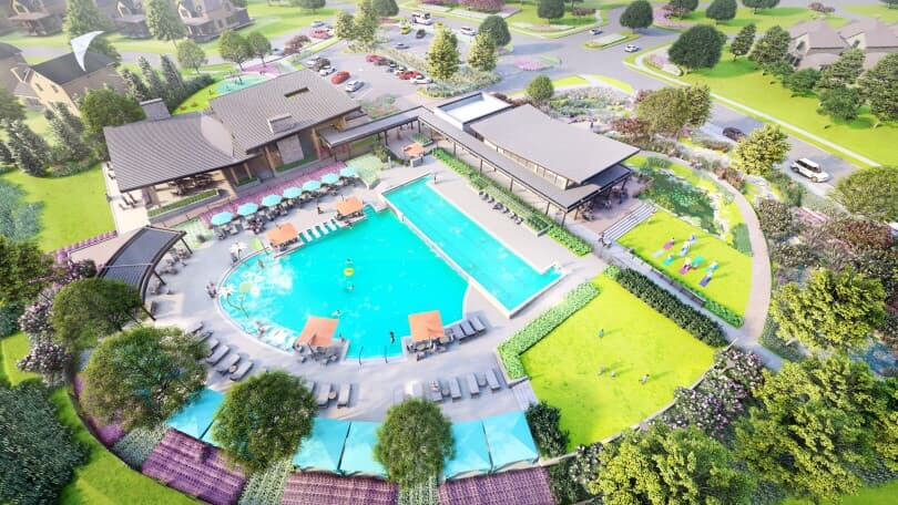 Aerial rendering of Lakeside Landing at Elyson in Katy TX