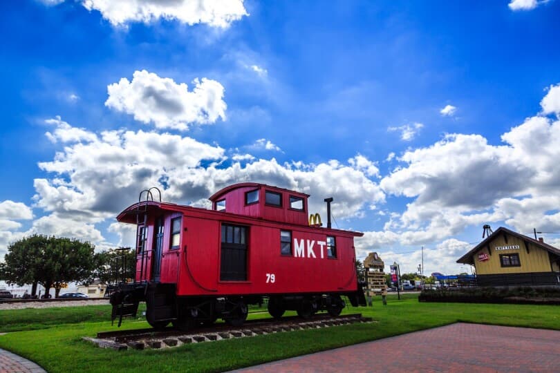 Red caboose at the MKT Railroad Musem and Depot in Katy TX