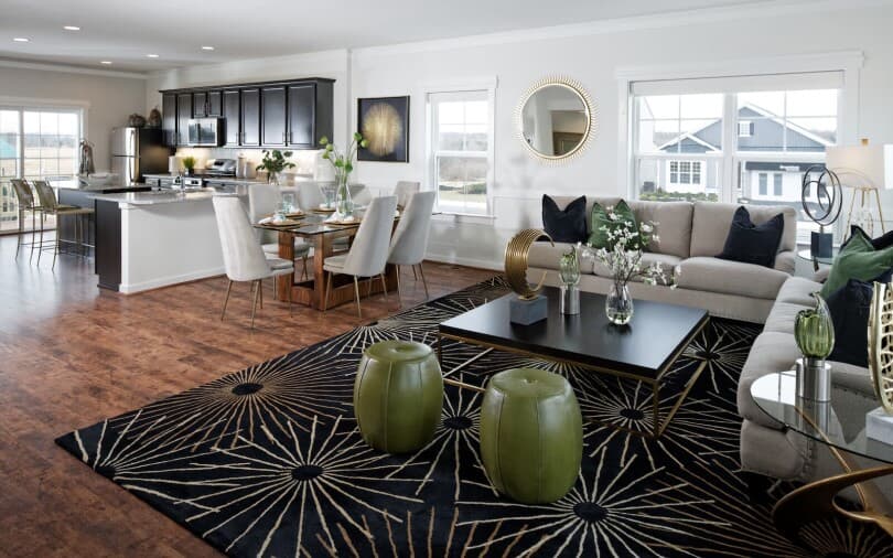 Stylish living room in the Hightop townhome at Snowden Bridge in Winchester, VA by Brookfield Residential