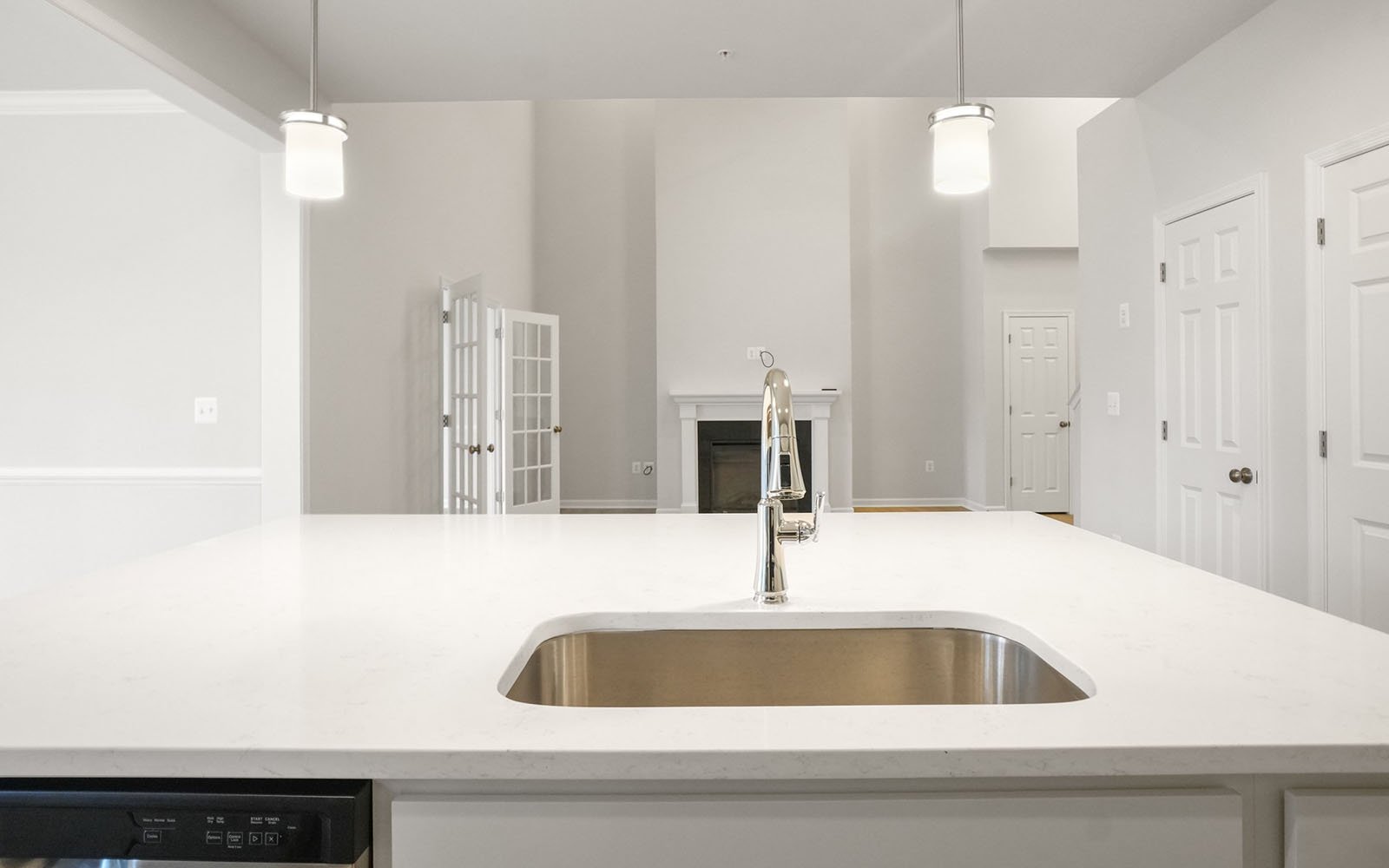 The kitchen of the Savoy II on homesite 3008 at Swan Point.