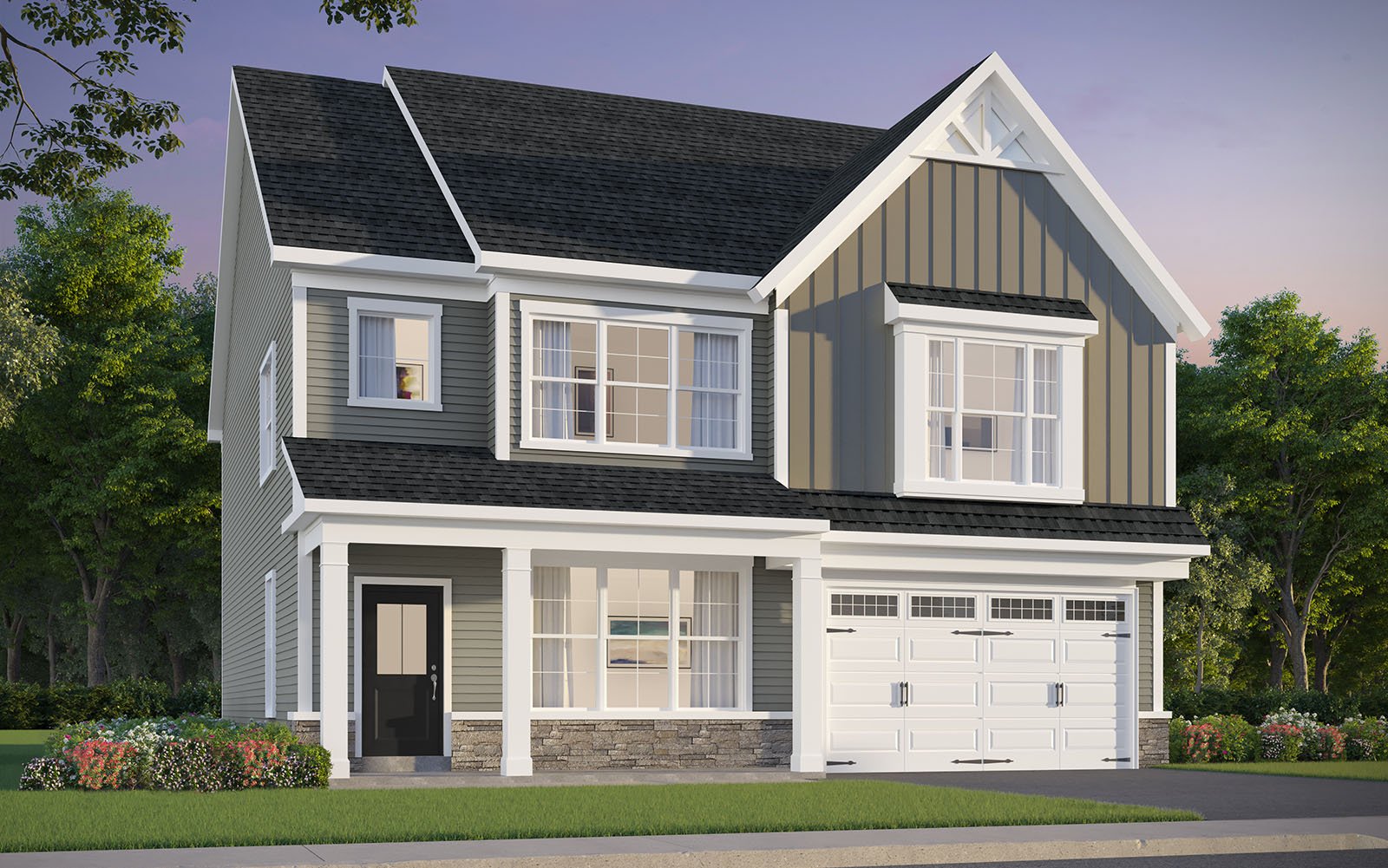 Elevation 3 of the Beckham a home design at Lakeside at Trappe by Brookfield Residential