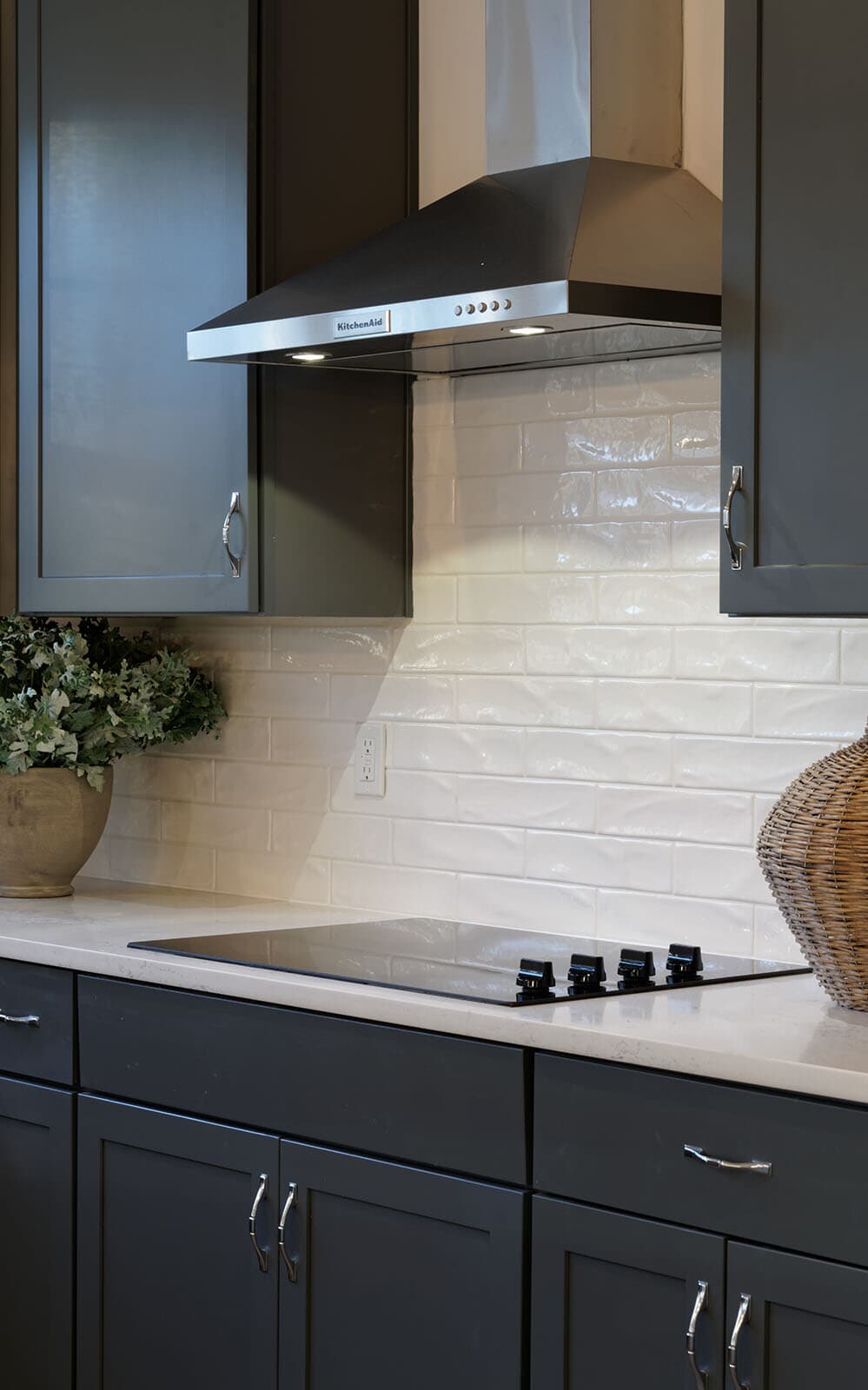 A detailed view of the stove range in the Beckham by Brookfield Residential.