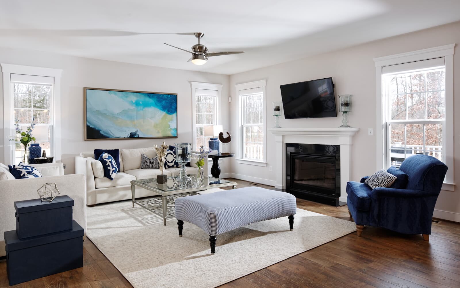 The great room of the Kensington II by Brookfield Residential at Potomac Shores 