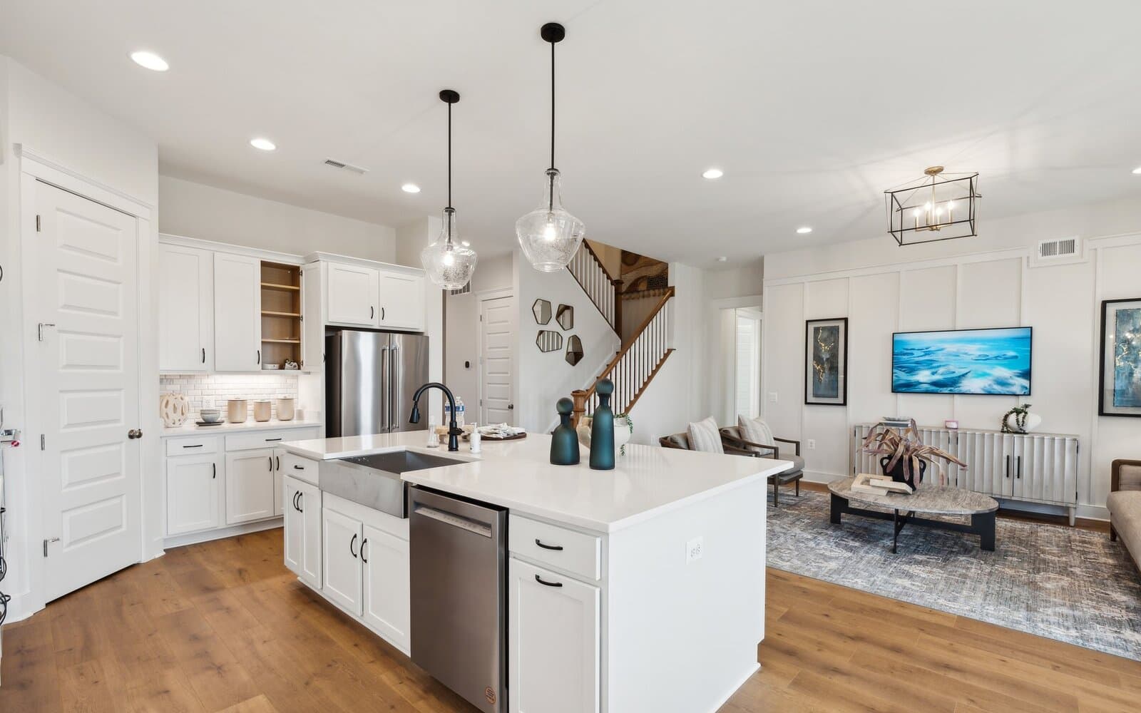 The kitchen in the Matisse model single family home at Lakeside at Trappe by Brookfield Residential.