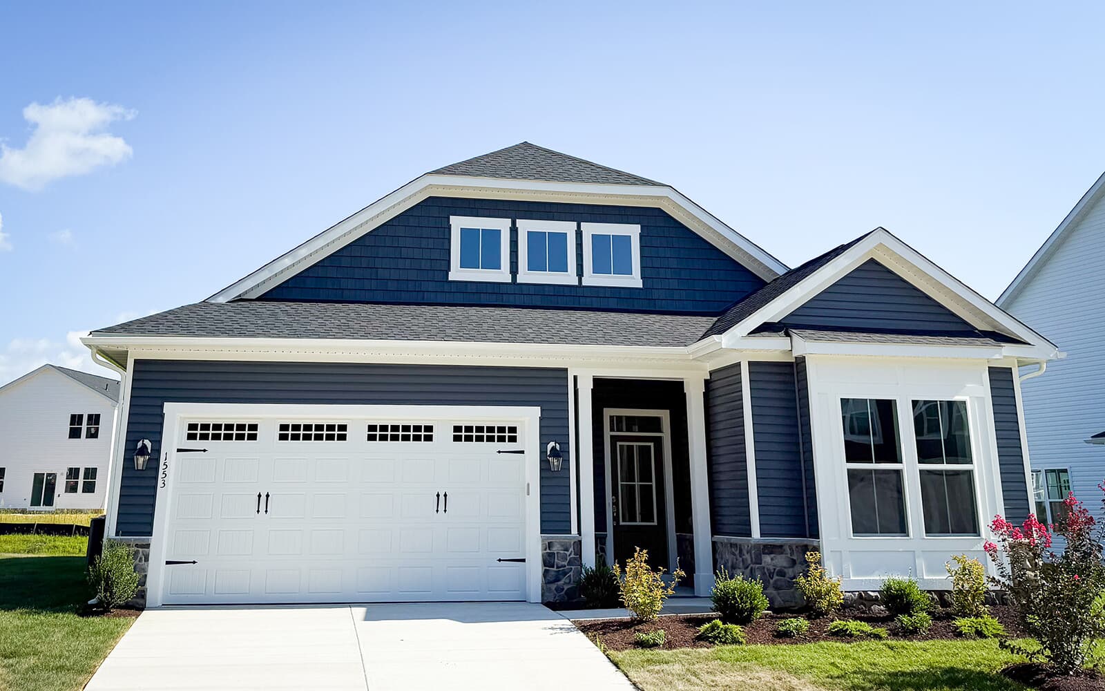 The exterior of the Matisse on homesite 132 at Lakeside at Trappe by Brookfield Residential.