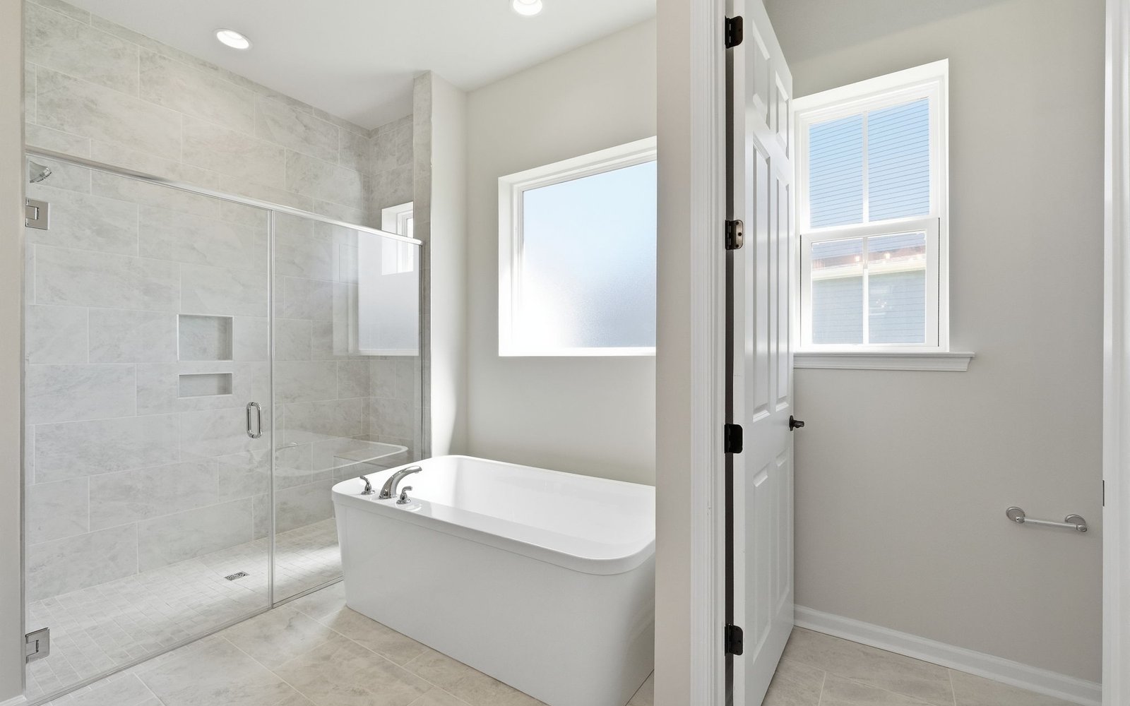 The primary bathroom of the Matisse on homesite 1132 at Lakeside at Trappe.