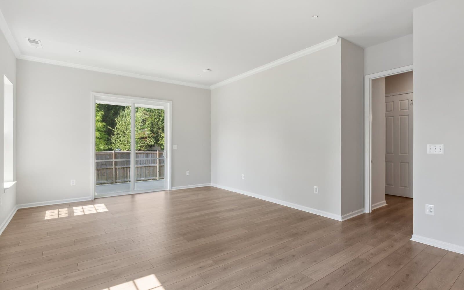 The main level family room of the Douglas on homesite 1005 at Lakeside at Trappe.