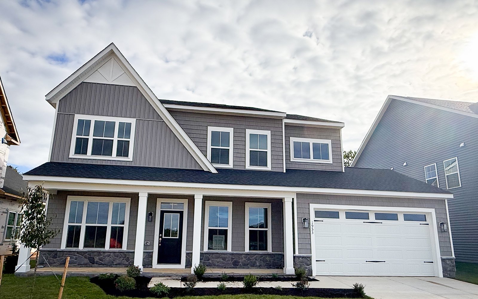 The exterior of the Kendrick on homesite 1230 at Lakeside at Trappe.