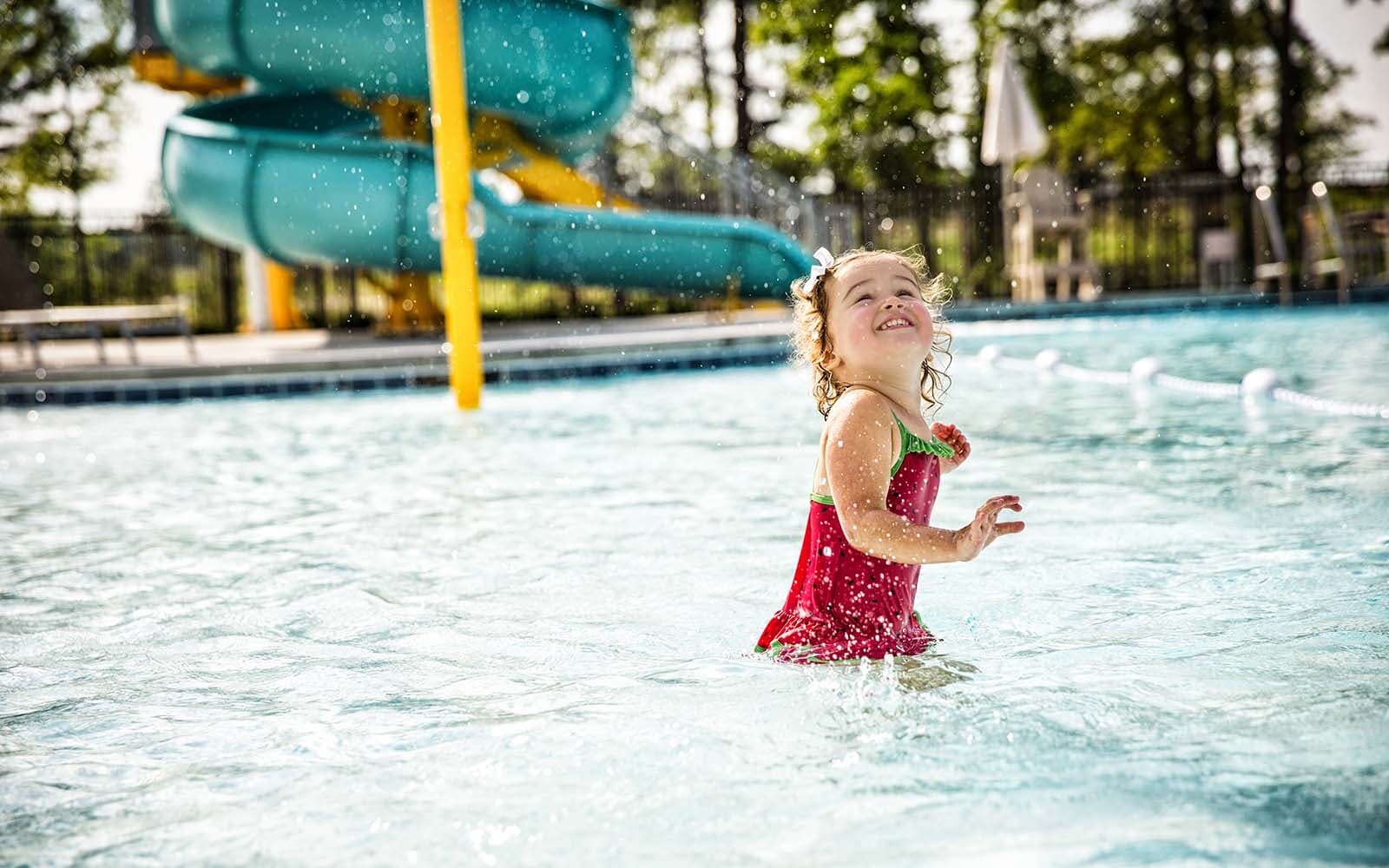 The Wendell Falls saltwater pool has a waterslide, lounge area, kids splash zone and lap lanes. 